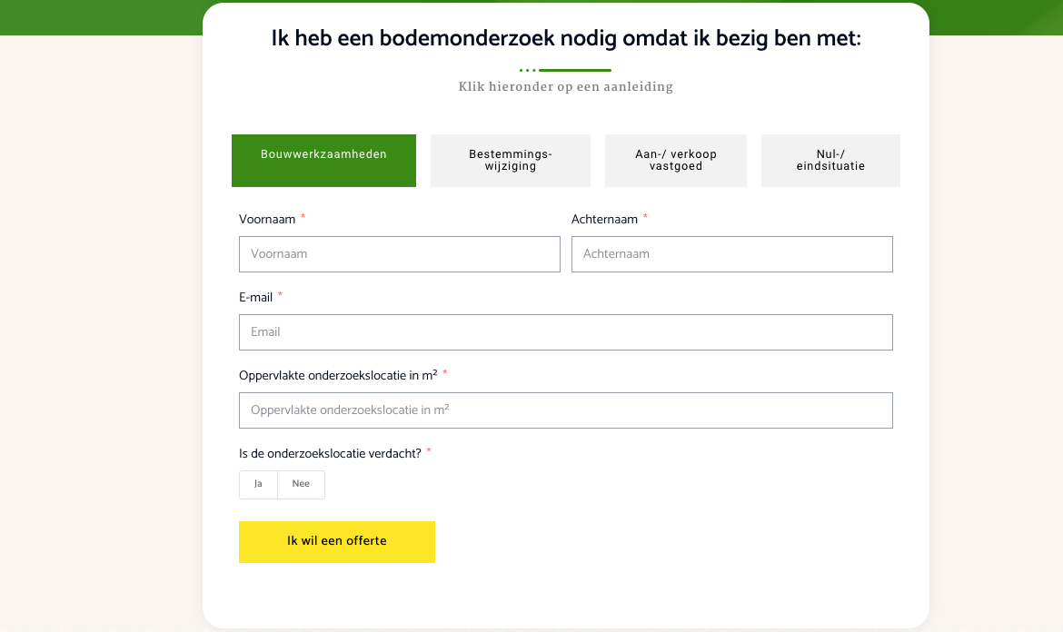 Goedkoop Bodemonderzoek Formulier