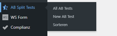 AB Split Test in het menu