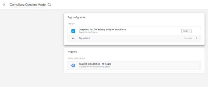 Tag voor Complianz Consent Mode v2 in Google Tag Manager