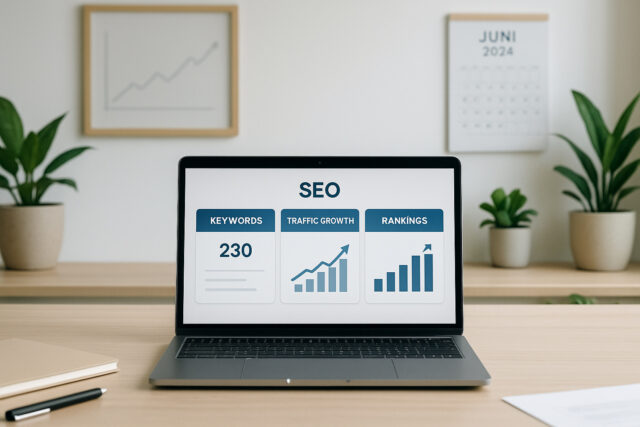 Laptop met seo statistieken